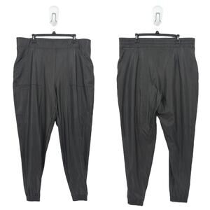 SPANX Women 2x Plus Faux Leather Joggers Black Relaxed Drop Crotch Slouchy 20283